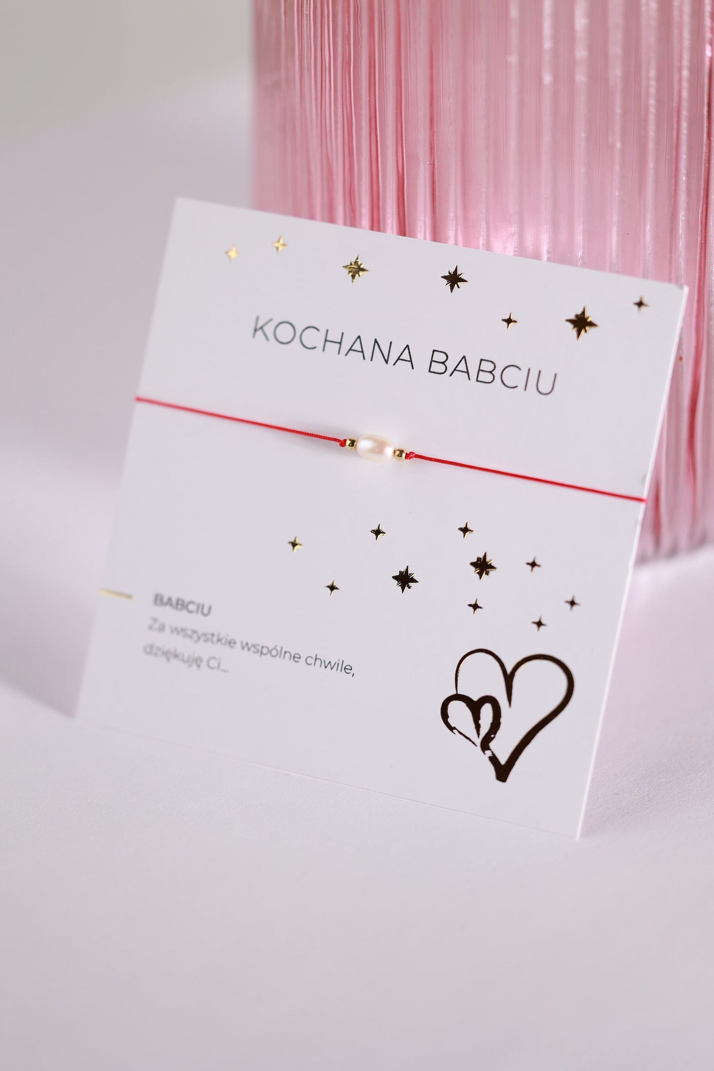 Bransoletka dla Babci na czerwonej nitce Perła