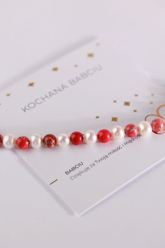 Bransoletka dla Babci Perła i Jaspis