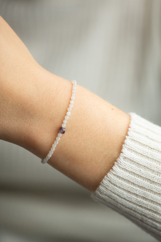 Bransoletka z naturalnymi kamieniami Ametyst i Jadeit