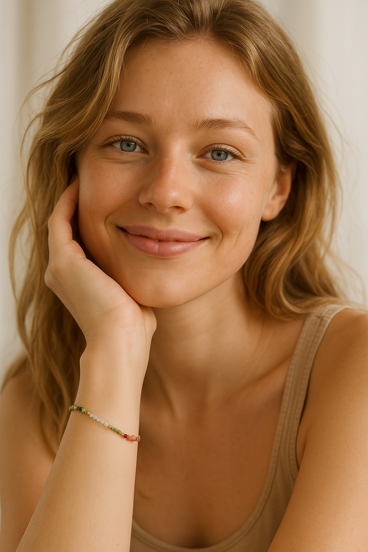 Bransoletka z kwarcem różowym i kolorowymi kamieniami naturalnymi