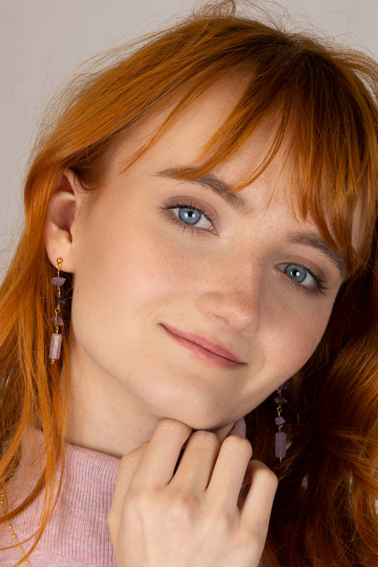 Długie kolczyki z ametystem