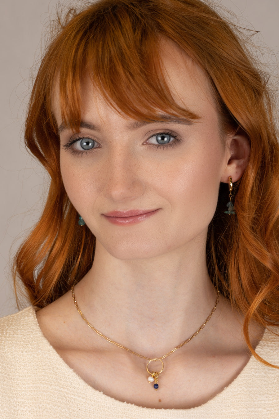 Naszyjnik lapis lazuli, perła i cytryn