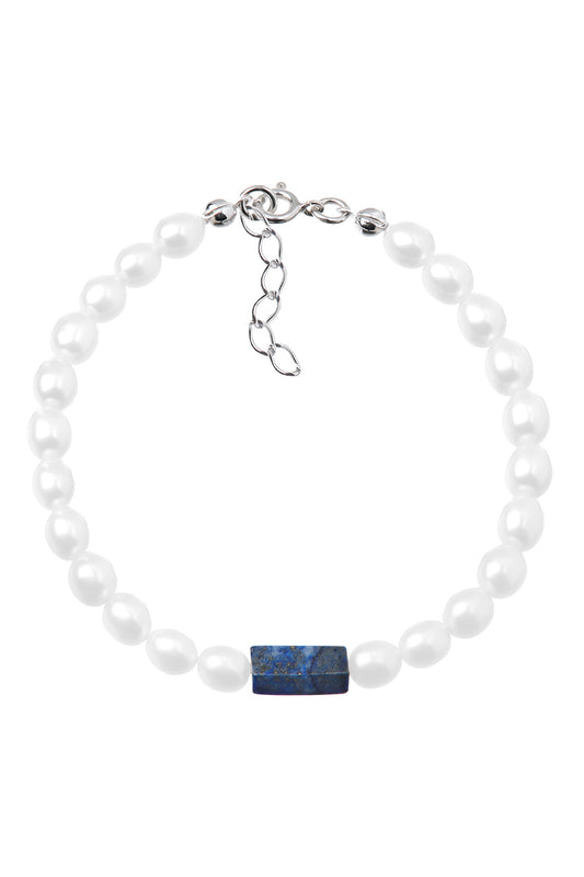 Perłowa bransoletka z Lapis Lazuli