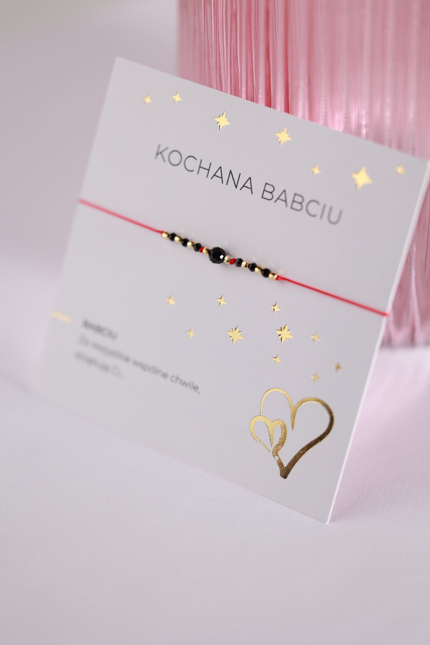 Bransoletka dla Babci na czerwonej nitce Turmalin