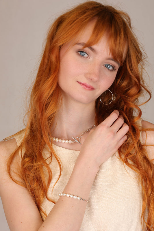 Srebrna bransoletka z perłami