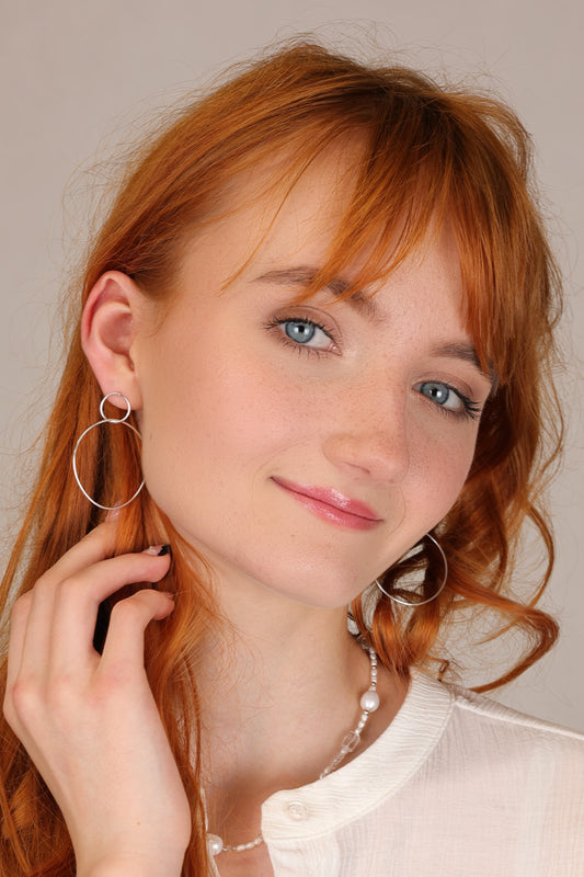 Srebrne kolczyki wiszące koła