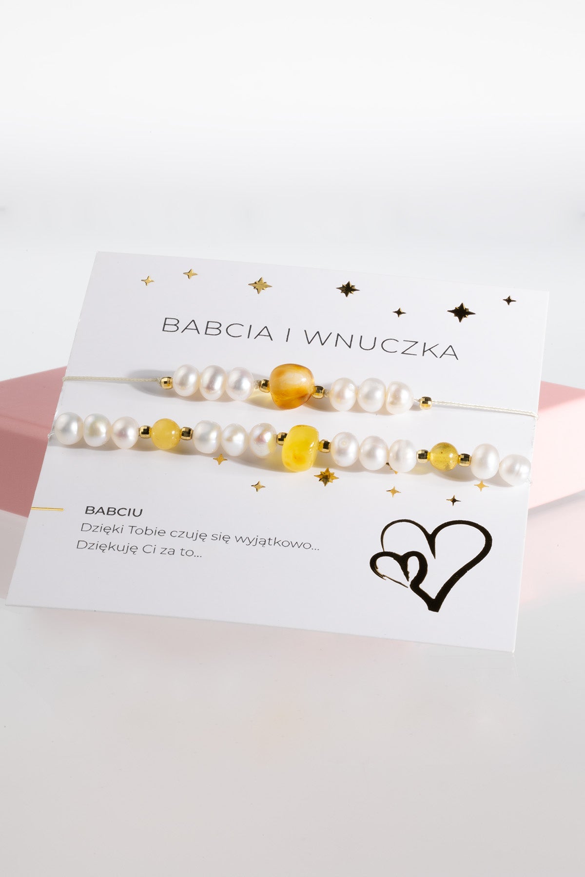 Zestaw bransoletek Perła i Bursztyn