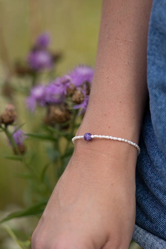 Bransoletka Perła i Ametyst