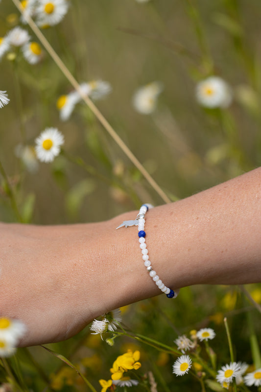 Bransoletka masa perłowa i lapis lazuli