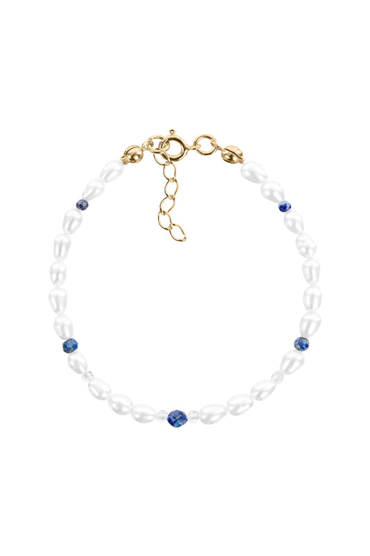 Bransoletka z pereł, lapis lazuli i kryształu górskiego