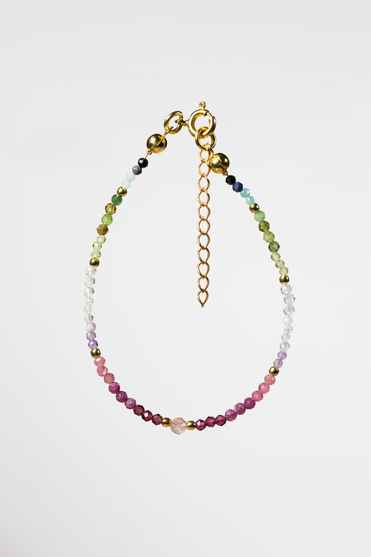 Bransoletka z kwarcem różowym i kolorowymi kamieniami naturalnymi