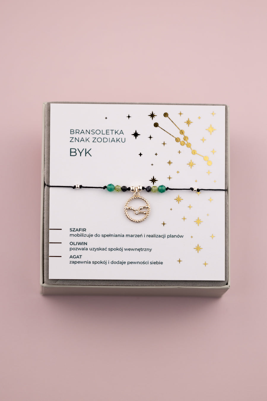 Bransoletka Znak Zodiaku Byk ze srebrną zawieszką