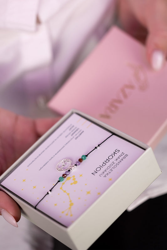 Bransoletka Znak Zodiaku Skorpion ze srebrną zawieszką