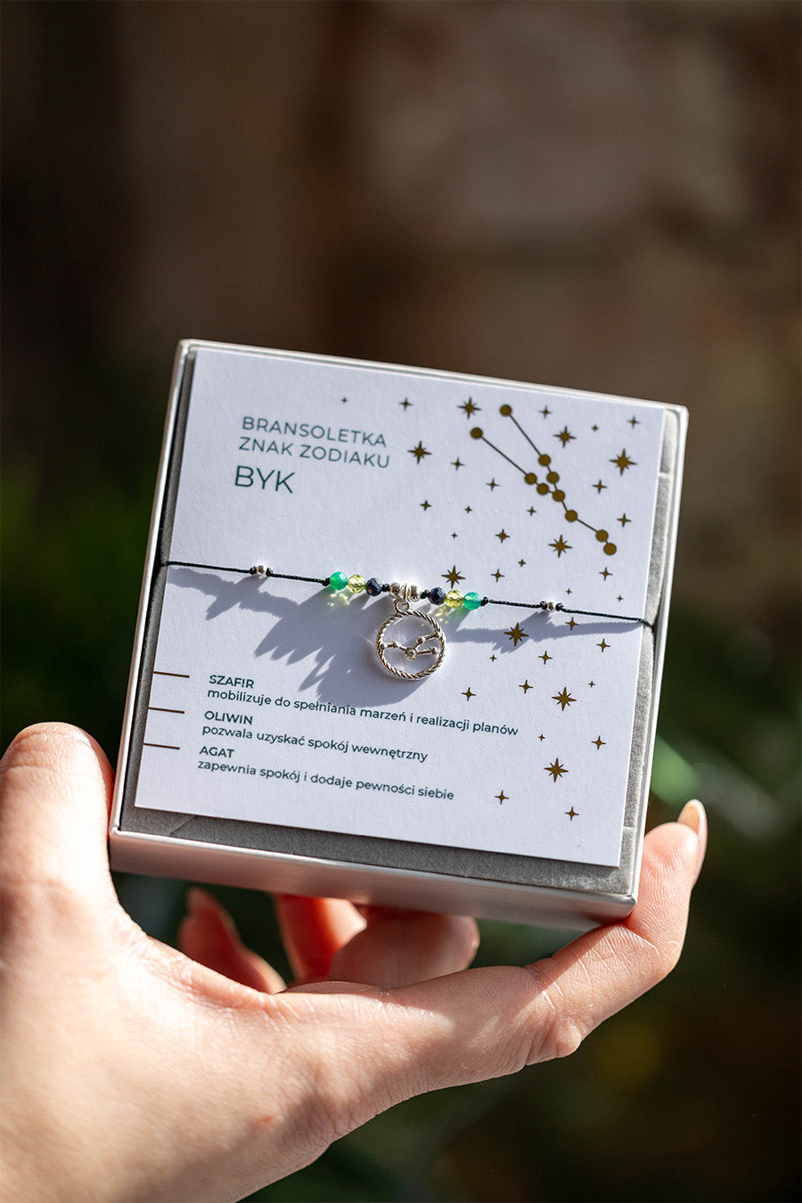 Bransoletka Znak Zodiaku Byk ze srebrną zawieszką