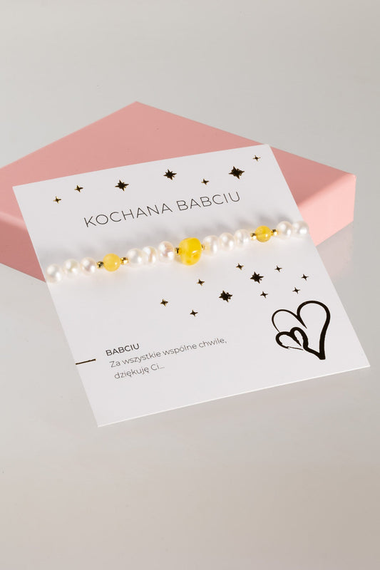 Bransoletka dla Babci Perła i Bursztyn