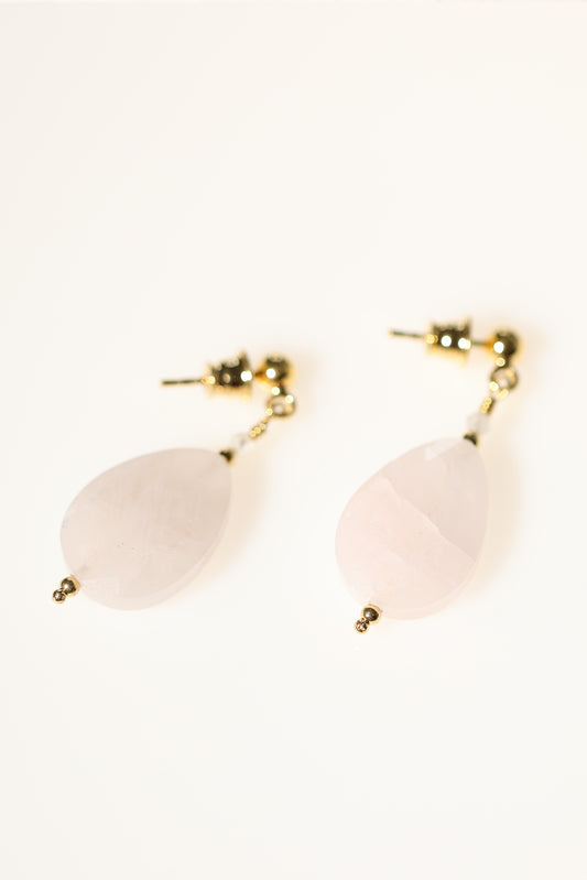 Kolczyki kropla kwarc różowy