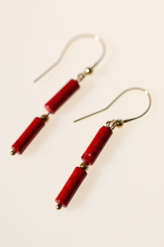 Kolczyki czerwone marmur koralowy