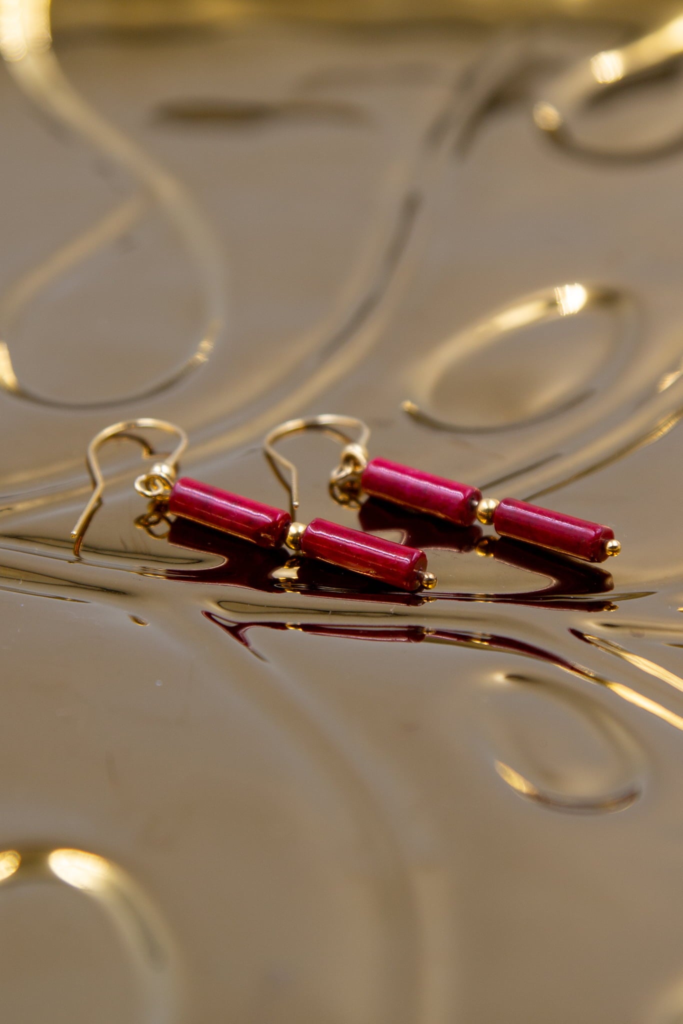 Kolczyki czerwone marmur koralowy