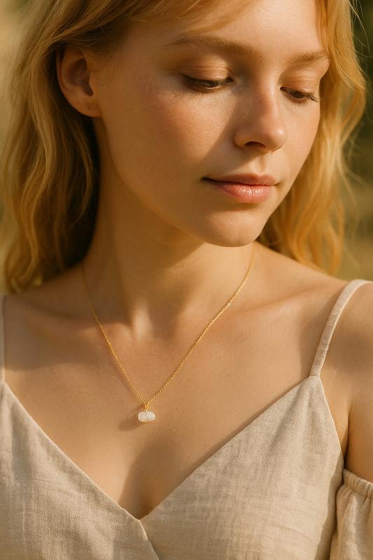 naszyjnik z kamieniem księzycowym