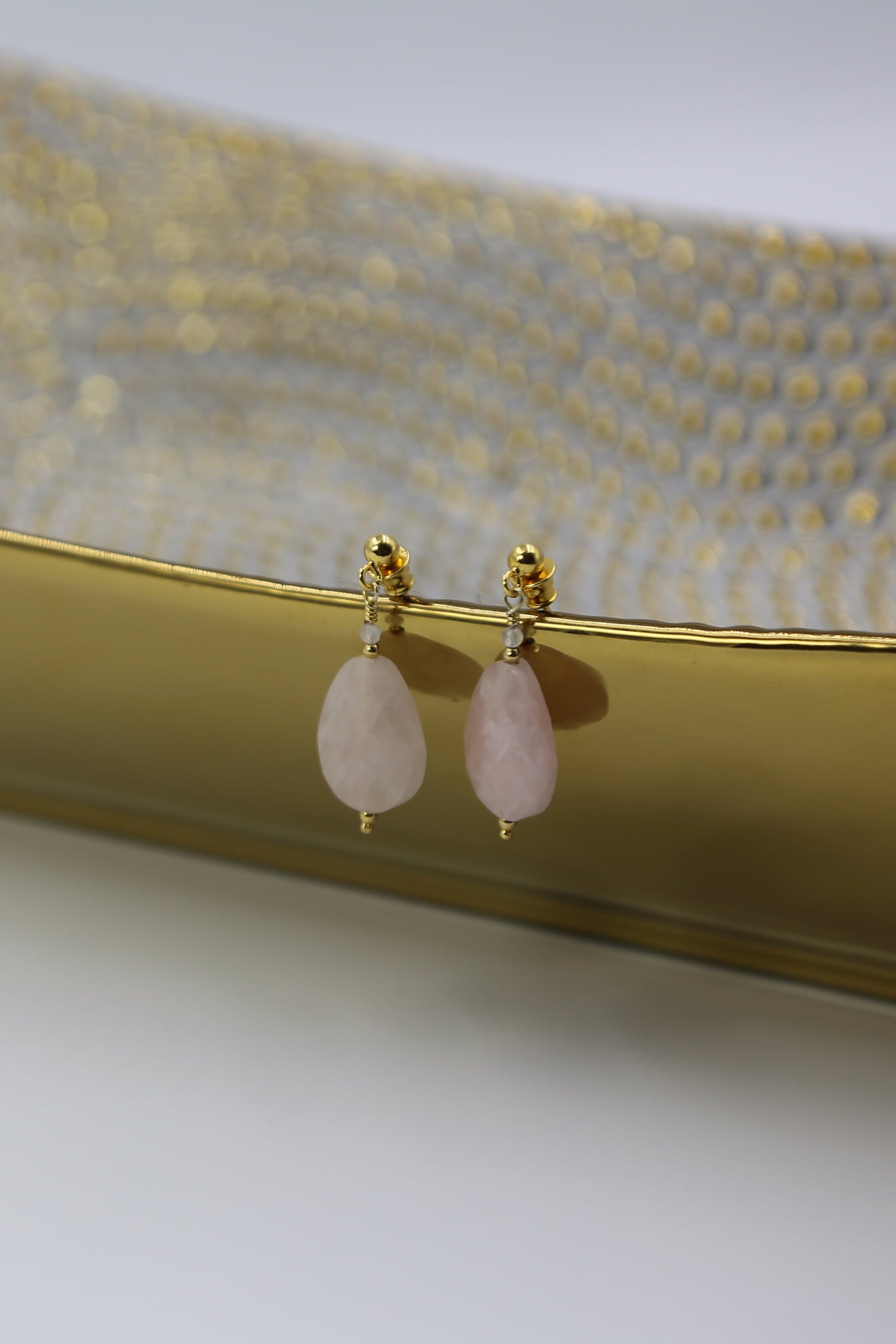 Kolczyki kropla kwarc różowy