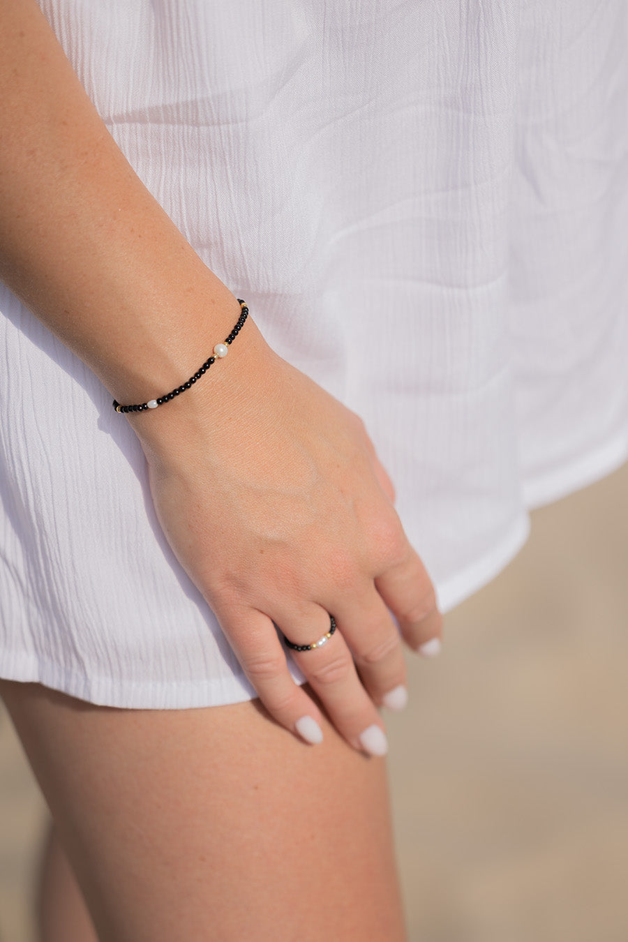 Bransoletka perła i spinel