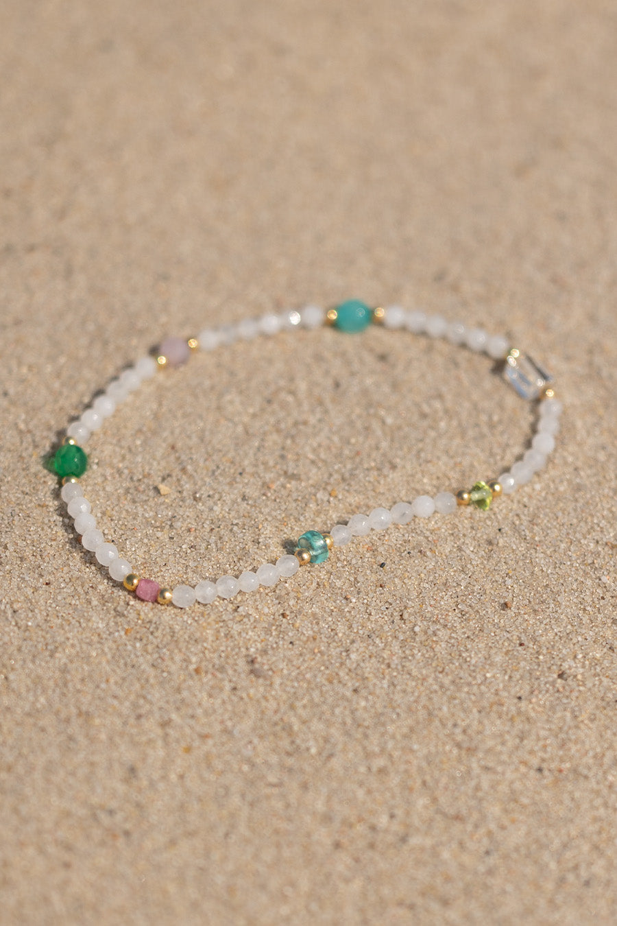 Bransoletka biały jadeit i kolorowe kamienie naturalne