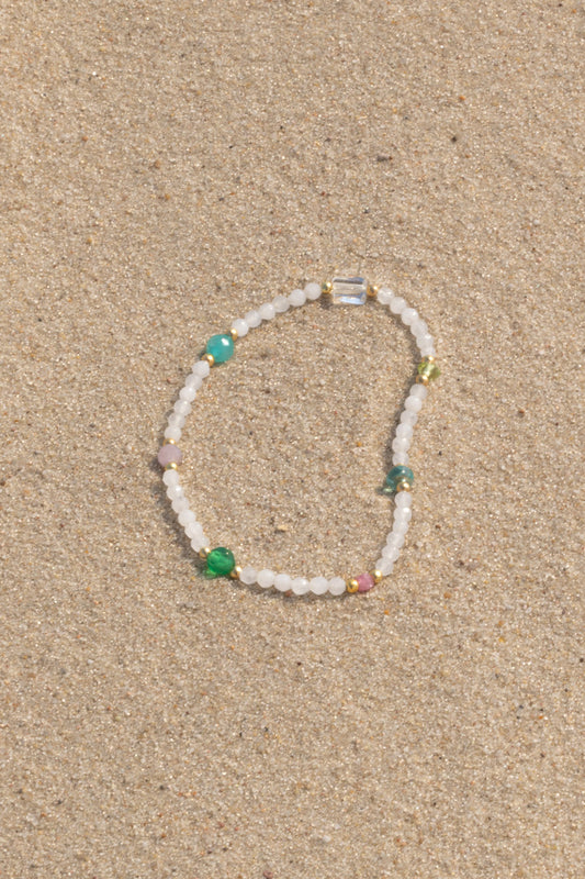 Bransoletka biały jadeit i kolorowe kamienie naturalne