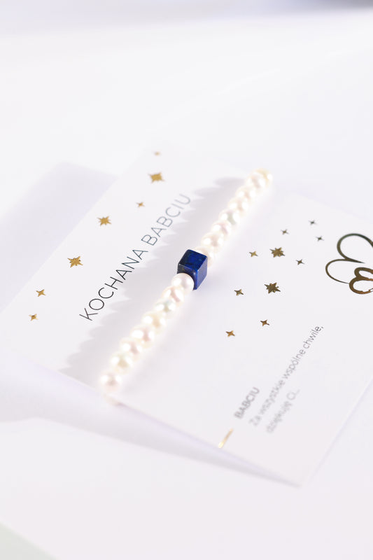 Bransoletka dla Babci Perła i Lapis Lazuli