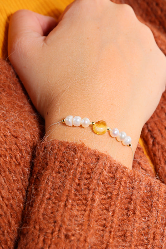 Bransoletka Bursztyn i Perła