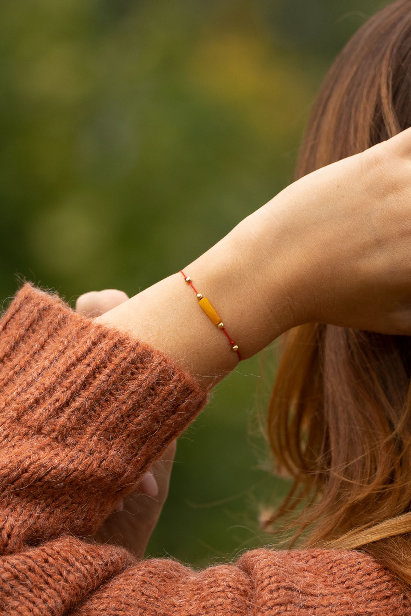 Bransoletka z nefrytem bursztynowym