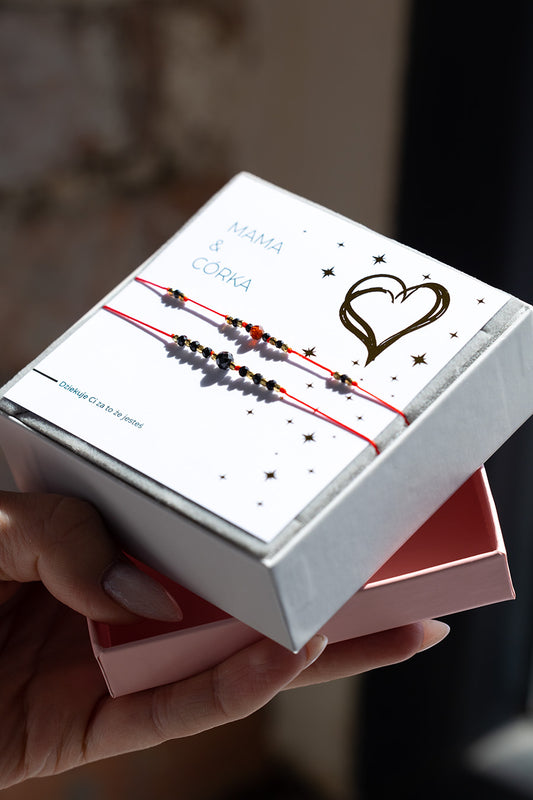 Zestaw bransoletek Mama i Córka Turmalin, Granat i Spinel