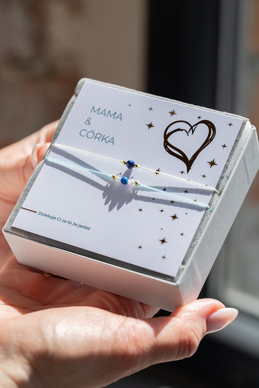 Zestaw bransoletek Mama i Córka Lapis lazuli Morganit