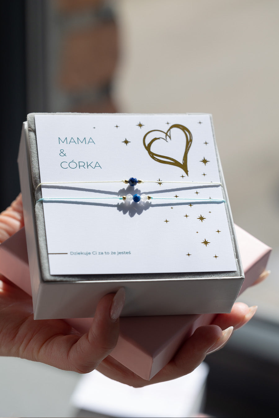 Zestaw bransoletek Mama i Córka Lapis lazuli Morganit
