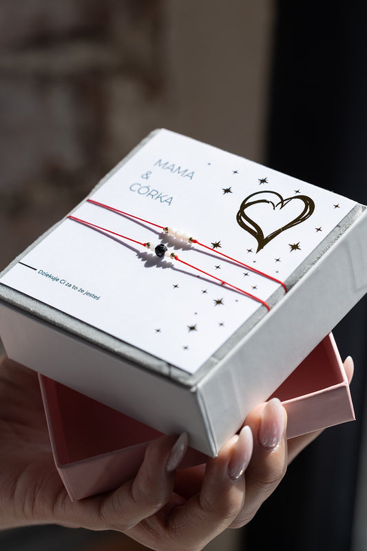 Zestaw bransoletek Mama i Córka Turmalin, muszla biała i masa perłowa