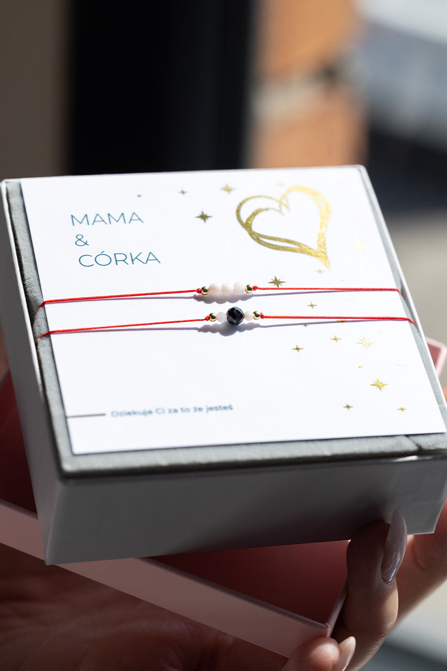 Zestaw bransoletek Mama i Córka Turmalin, muszla biała i masa perłowa
