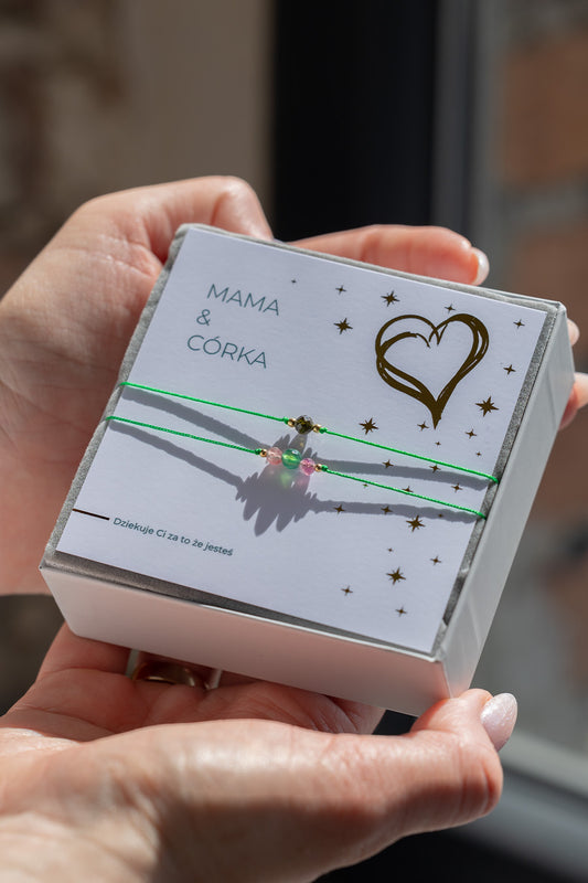 Zestaw bransoletek Mama i Córka Turmalin Agat