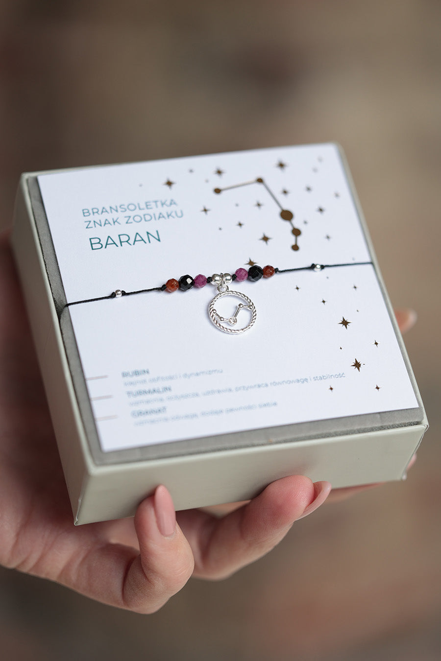 Bransoletka Znak Zodiaku Baran ze srebrną zawieszką