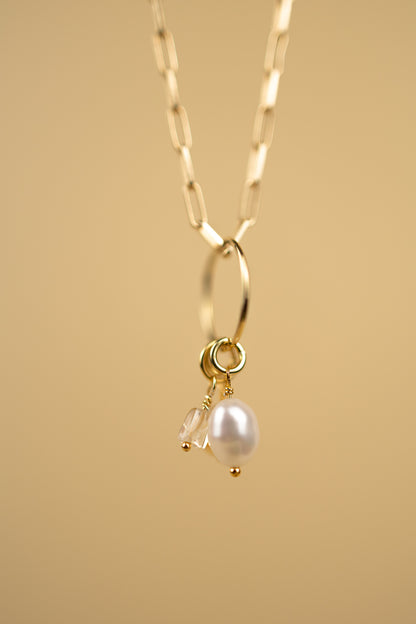 Naszyjnik z zawieszką perła i cytryn